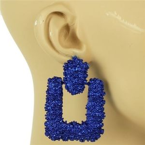 Blue Geometric Rectangle Fashion Dangle Earrings